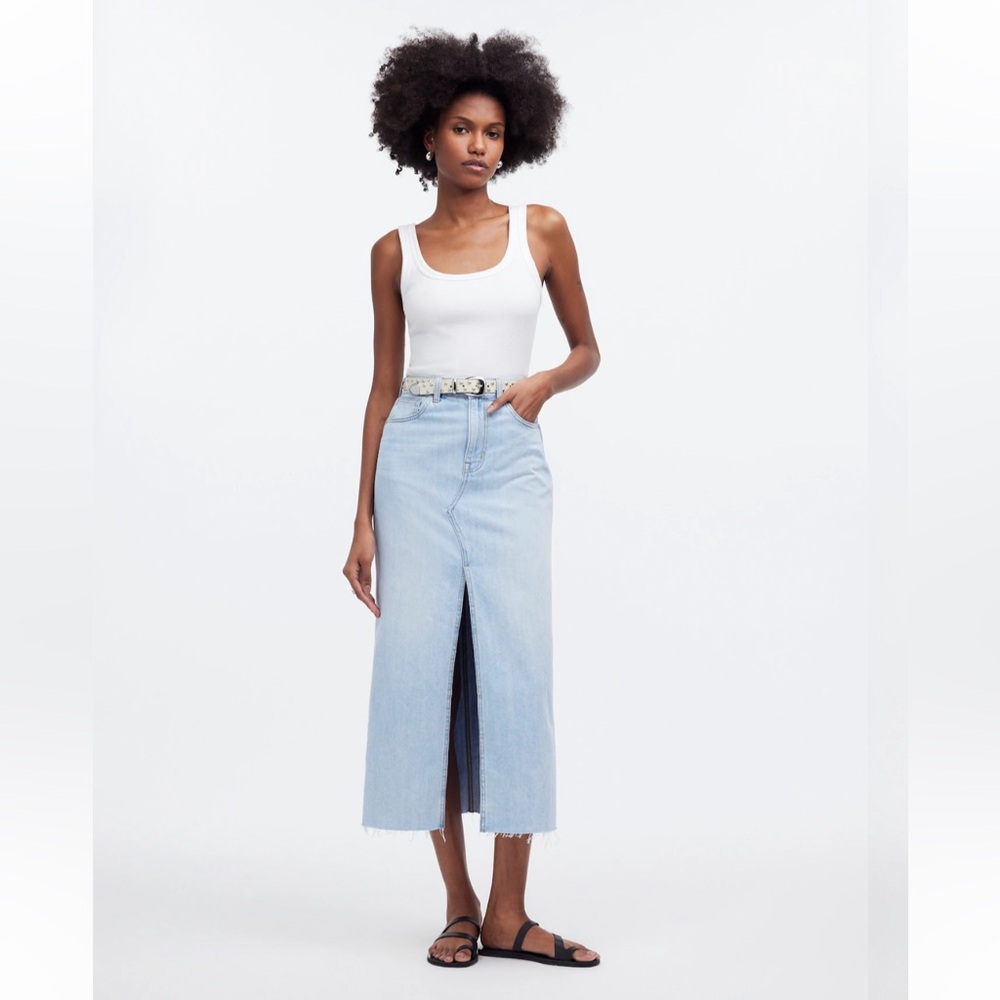 Madewell The Rilee Denim Midi Skirt